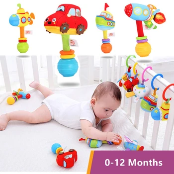 0-12 месеца, Бебешки дрънкалки за обучение визуален изземването на новороденото Плюшени играчки, Детска количка и легло окачен звънец кукла играчки за деца