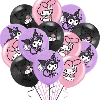 18 бр. аниме Sanrio Kuromi Латексови балони Украса за тематични партита, балони Kawai Сватба, рожден Ден Празнични аксесоари за партита