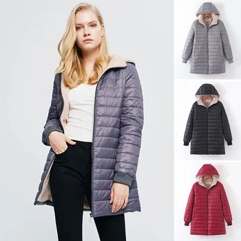 2023 Есенно-зимния ново водонепроницаемое памучно палто от овче руно средна дължина с качулка за жени