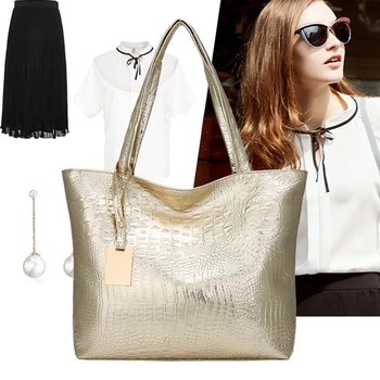 2023 Нови модни ежедневни дамски чанти на рамо, сребристи, златни, черни чанти, дамски голяма чанта-тоут от изкуствена кожа, дамски чанти за ръце