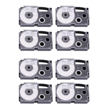 8 X 12 мм Черно-бяла лента за етикети, съвместима с KL1500 KL2000 KL7000 KL7200 KL-100 KL120 KL60 KL-750B