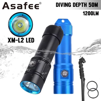 Asafee AF17D 50 м подводен фенер за гмуркане L2 LED 1200LM SOS Светлина Батерия дисплей факел IPX8 водоустойчив фенер