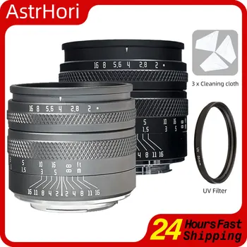 AstrHori 50 мм F2 Полнокадровый Ръчен обектив с голяма бленда за Fuji X Sony E Canon EF-EOS M R Nikon Z Leica Panasonic, Sigma L-Mount