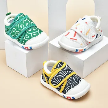 CAPSELLA KIDS/ ежедневни спортни обувки с дишаща подплата за момиченца, елегантни обувки на плоска подметка с цветен печат за малки момчета, размери 15-22