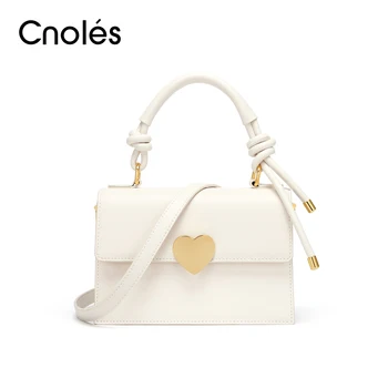 Cnoles Love Чанта през рамо за жени, бяла романтична брандираната луксозна дизайнерска чанта-месинджър 2022