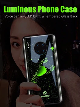Constellation, led светлини, светлинен калъф за телефон от закалено стъкло за Huawei P40 P50 P60 Капитан 60 40 50 Nova 8 9 10 Pro Plus