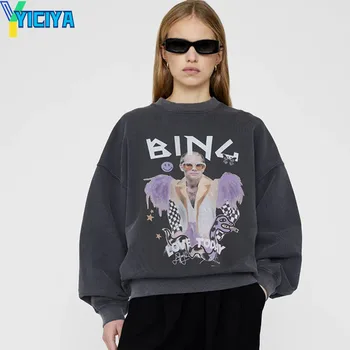 Hoody с качулка YICIYA, марка AB, hoody очила, мъжки hoody с принтом, дамски дрехи, зимни блузи, пуловер с дълъг ръкав, дизайн с качулка y2k, 2023