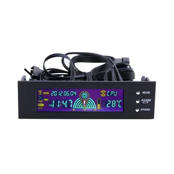 LCD панел, регулатор на скоростта на вентилатора на процесора, температурен дисплей, 5,25-инчов контролер на скоростта на вентилатора на PC