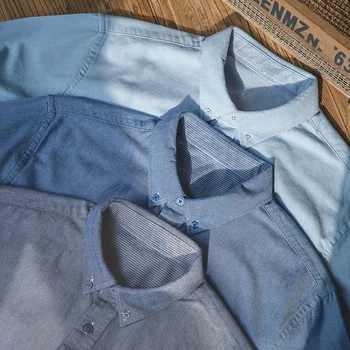 Maden Реколта Оксфордские са паяжинни Ризи за Мъже, Оригинални Дизайнерски Бизнес Официалната Риза, Ежедневни Памучни Блузи с Дълъг Ръкав, Плюс Размер