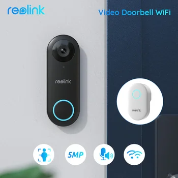Reolink 2K + видео домофон WiFi и PoE Smart Открит Домашно видео домофон Откриване на Човек Кабелен Звънец с Подкрепата на Chime Алекса