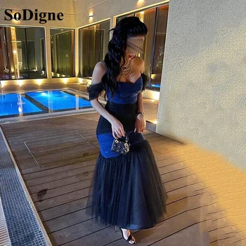 SoDigne, SoDigne, тъмно синьо вечерни рокли на русалка, любовници, арабски Дубай, женствена рокля за бала, вечерна рокля за парти