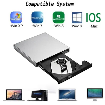 USB 2.0 Тънък външен оптично устройство DVD ROM-RW записващо устройство cd записващо Устройство оптично устройство DVD-плейър, за настолен КОМПЮТЪР