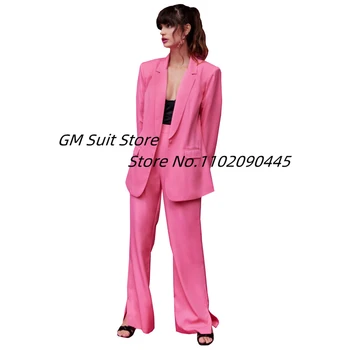 Women ' s 2 Piece Outfit Casual Гадже style костюм женски Solid Blazer Jacket Pant Костюми Set