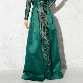 Бална рокля от зелен бордо пола в стил империя дължина до пода