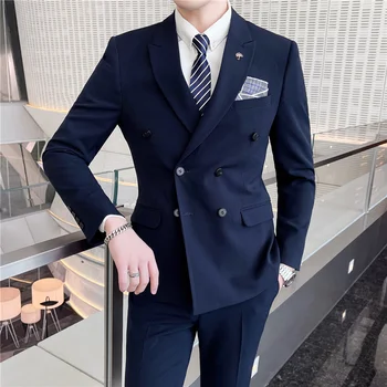 Брендовый мъжки костюм от три неща, качество на бизнес професионални рокля, корейската версия, тънка сватба облекло 2024