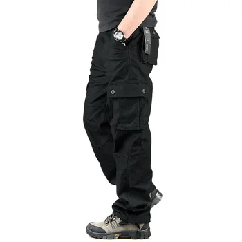 Висококачествени Мъжки Панталони-Карго, Мъжки Ежедневни Памучни Панталони в стил Милитари С Множество Джобове, Големи размери 29-44, Мъжки и Дълги Панталони На Открито