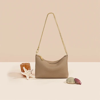 Дамска чанта от естествена кожа, елегантна чанта през рамо, чанта премиум-клас, минимализъм