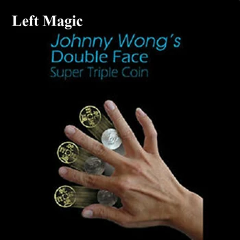 Двойна Граненая Супер Тройната монета (версия полдоллара или долар Морган) от Джони Уонг Илюзии, Фокуси отблизо Магически Подпори