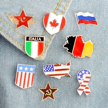 Емайлирана игла с националния флаг, знамена на Русия, Италия, САЩ, Германия, брошки, значки с ревери, ивици, бижута, подарък директен доставка