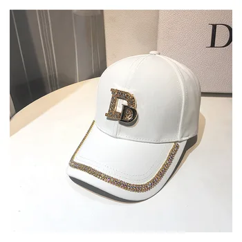Женски нови бейзболни шапки с диаманти и буквата D, модни шапки, улични слънчеви очила, дамски шапки 2022