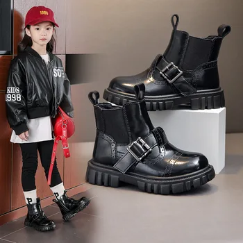 Зимните и пролетни детски обувки за момчета и момичета, модни детски обувки от естествена кожа, размери 26-37