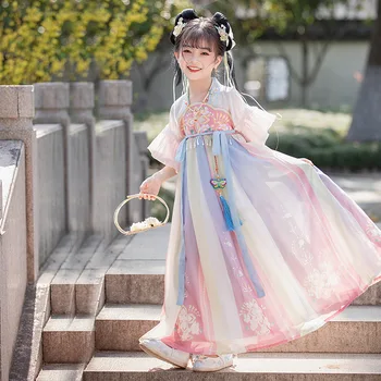 Източна фея Cosplay с танц халат Древния костюм на китайската традиционна облекло Ханфу за малки момичета Древна китайска дрехи за деца