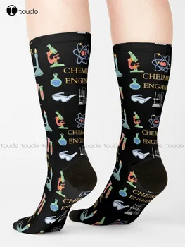 Инженер-химик Чорапи софтбол Чорапи дамски унисекс за възрастни, юношески, младежки чорапи с цифрово принтом 360 °, градинска облекло в стил харадзюку, подарък в ретро стил