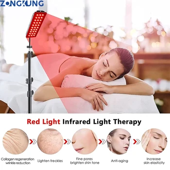 Инфрачервена лампа ZONGKUNG Лампа за терапия с червена светлина с регулируем по височина за монтиране на стена, панел червена светлина за красота, здраве, СПА-салон за тяло
