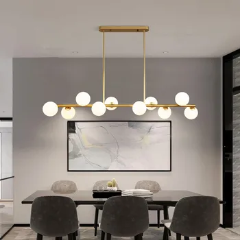 Италианска стъклена полилей дизайнерски прости led дълги светлини Кухненско златното черно осветление за всекидневна Домашна обяд осветление