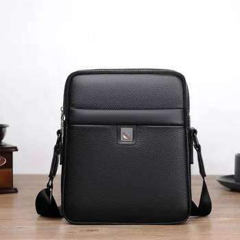 Корпоративна дизайн, модерна мъжка чанта през рамо от естествена кожа, бизнес и ежедневни мъжки чанти през рамо, мъжки малка