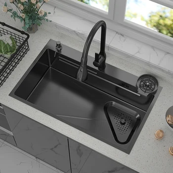Кухненска мивка от неръждаема стомана 304, домашен умивалник под плот, голяма однощелевая мивка с източване на кухненския кран