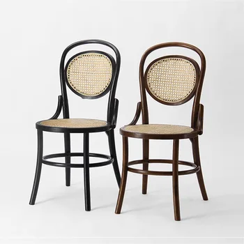 Леки луксозни столове за дневна от масивно дърво, скандинавски домакински мебели, стол за грим в салон за отдих, начало единична диван-стол от ратан
