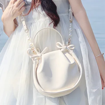 Луксозен Дизайн, Изчислителни Чанта през Рамо за Жени, Нова Скъпа Перлена Чанта в стил Лолита