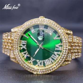 Много нови Дамски Часовник Geneva Oversize Bling Moissanite, Японски механизъм, Водоустойчиви Зелени часовници Reloj De Colores Mujer
