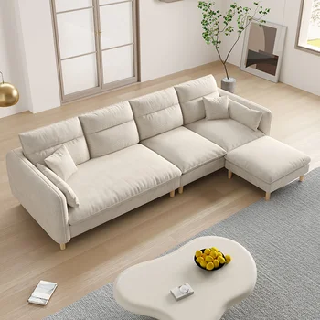 Модерен кожен диван за хол, стая-разтегателен диван-легло в скандинавски стил, дървен диван за хол, разтегателен диван, разтегателен диван, луксозно обзавеждане