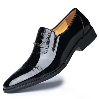 Мъжки модела обувки в света на стил, ярки кожени обувки с остри пръсти, ярки мъжки обувки zapatos oxford hombre D298