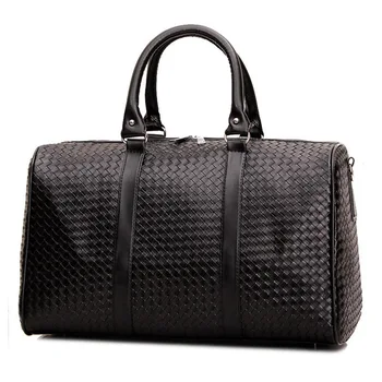 Мъжки тканая чанта, чанта през рамо, по-голямата голям бизнес пътна голяма чанта, черна