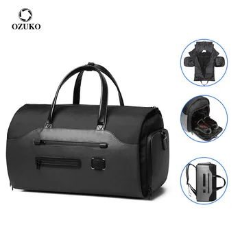 Нови многофункционални мъжки пътни чанти OZUKO, водоустойчива спортна чанта за съхранение на костюми, мъжки чанти за багаж голям капацитет, с джоб за обувки