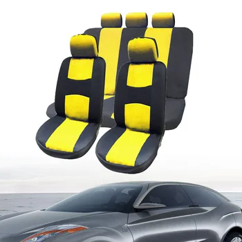 Покривала за автомобилни седалки, с подвижни облегалки за глава, универсални калъфи за вътрешни седалки, защитни покривала за автомобилни седалки (жълт)