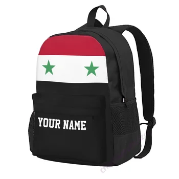 Потребителско име Раница от полиестер с флага на Сирия, мъжки и дамски пътна чанта, Ежедневни студентски туризъм чанта, къмпинг