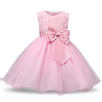 Принцеса рокля за 12 м Момиче на 1 година, Бутикови Дрехи за Рожден Ден, Рокля-Пакетче с Флорални Лък за Кръщаване на Новородени, Плат за Кръщенета