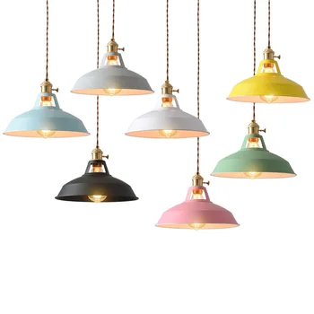 Ретро промишлен окачен лампа, модерен полилей в скандинавски стил, кръгла цветна ретро-подвесная лампа за бар, трапезария, спални, аксесоари за дома