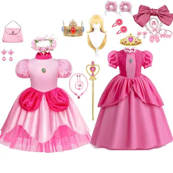 Рокля принцеса прасковено цветове за малките момичета, рожден ден, коледни костюми, детски празник, карнавальное представа, бална рокля, 2-10 години