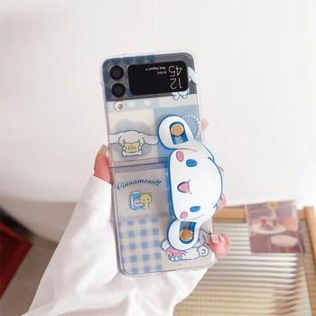 Сладък Калъф за мобилен телефон Cinnamoroll Kawaii Аниме Sanrio Samsung Galaxy Z Flip3 4 Сгъваема Защитната Обвивка Гривна На Китката Подаръци Играчки