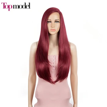 ТОП модел, на дълги прави перуки, направени от синтетични дантелен коса, за жени, розово женски перука от устойчиви на топлина влакна, ежедневното използване на