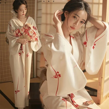 Традиционно кимоно в японски стил Ежедневното самурайское женски женски гейшевое бяло Хаори юката с лък Благородна тенденция широки дрехи