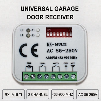 Универсален RX Мултичестотно 300-900 Mhz Приемник на Гаражни врати AC DC 9-30 В AC 85-250 В 2-канален Модул превключване 433-868 Mhz Предавател