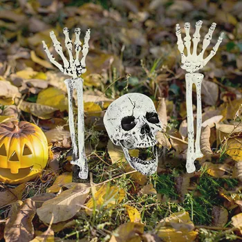 Хелоуин човешки череп глава на ръката отломки рамка Имитация на скелета, подпори духове Къща тайната стая страшни украса Украса на градината