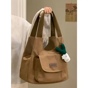 Холщовая чанта-тоут, студентски чанта с голям капацитет, дизайнерска чанта от тъкан грязеотталкивающей
