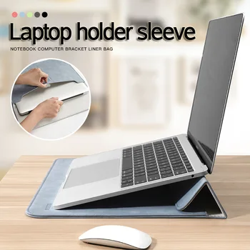 Чанта за лаптоп, кожена чанта-плик за Macbook Air Pro 13 6 14 15 12 11 инча, калъф за компютъра HP, Lenovo, Huawei, Xiaomi със стойка